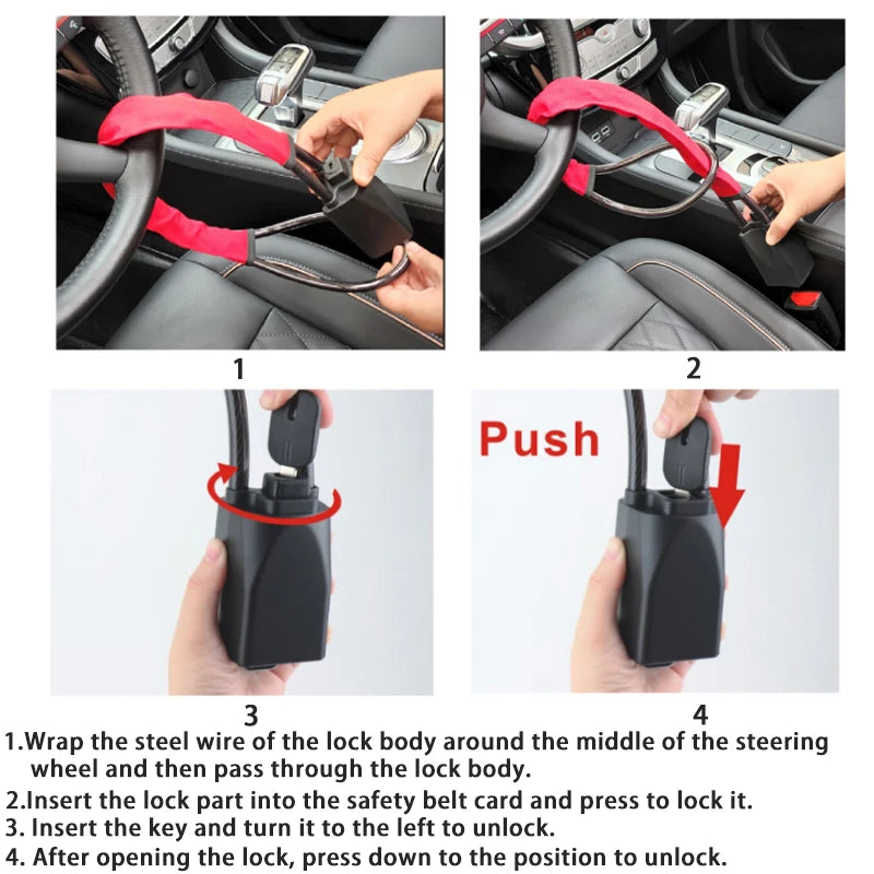 steering wheel lock steps