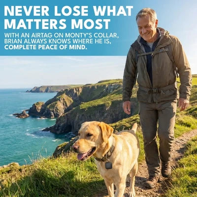 air-tag-man-walking-dog-collar-tracker