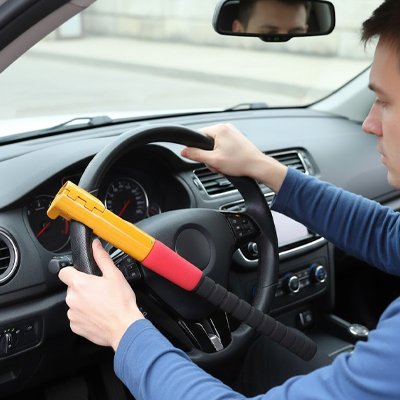 Automatic steering wheel lock visual theft deterrence