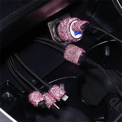 car charger adapter cigarette lighter aluminium alloy sparkling crystals