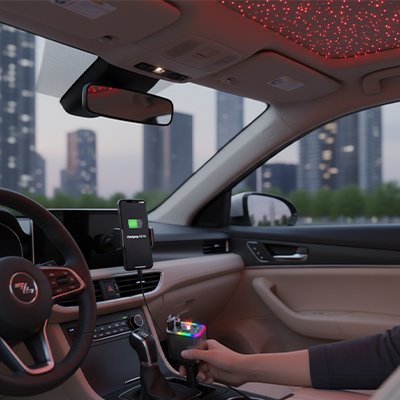 Usb Car Charger Cigarette Lighter Adapter starry sky lighting ambience